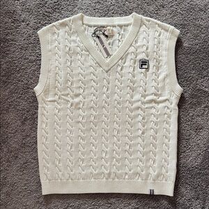 NWT Fila Baseline Cable Knit Vest Ivory Size M